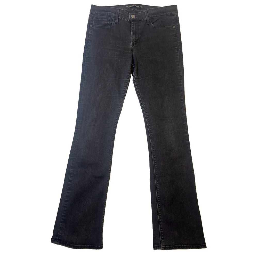 Express Barely Boot Jeans Women's 10R Black Mid Rise Stretch Denim Bootcut